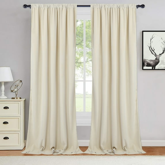 Haperlare 42"W x 108"L Velvet Curtains Soft Luxury Room Darkening Elegant Home Decor Window Covering for Living Room Dining Room, Cream, 2 Panels