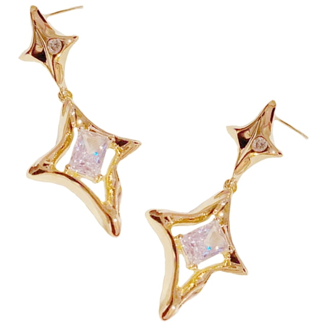 WASHWEPE 1Par Aretes De En Metal Dorado Para Mujer Con Chic Y Decorativo