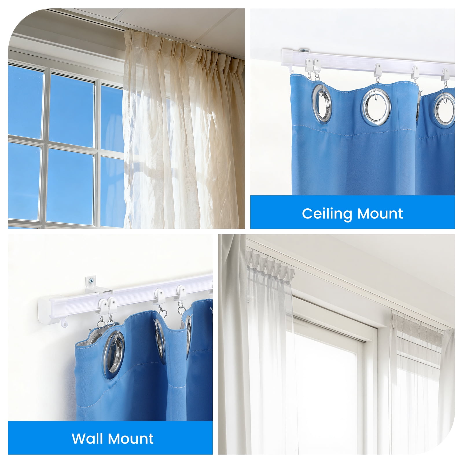 BEAMNOVA Curved Ceiling Curtain Track, 5Meter/16.4ft Flexible Bendable Mount Curtain Rail System for Room Windows Bathroom Divider