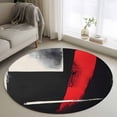 thumbnail image 3 of Red Black Brush Round Area&nbsp;Rug 3.3ft Dark Style Non-Slip&nbsp;Washable Circle Rugs Soft Felt Indoor Floor Mat for Bedroom Kitchen Living Room Bathroom, 3 of 9