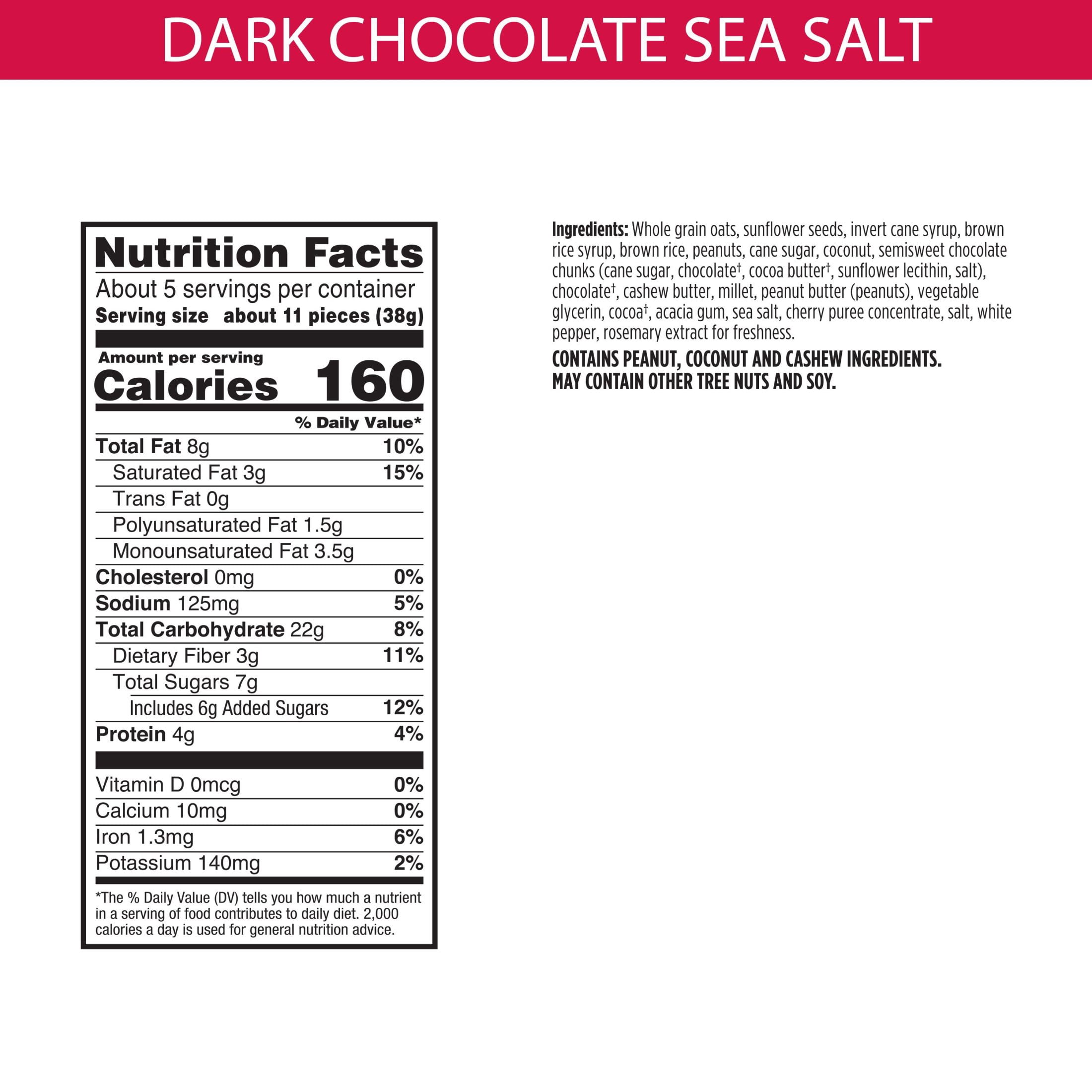 Bear Naked Dark Chocolate and Sea Salt Granola Bites, Gluten Free, 7.2 oz Bag