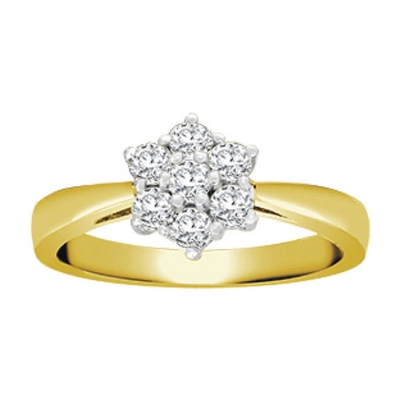 18ct Gold Jewelco London 0.5ct Diamond 7 Stone Flower Cluster Ring 9mm