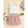 thumbnail image 3 of Kiapeise Toddler Baby Girls Summer Clothes Sets Straps Ribbed Knit Crop Tank Tops Mini Skirt 2PCS Outfit, 3 of 9