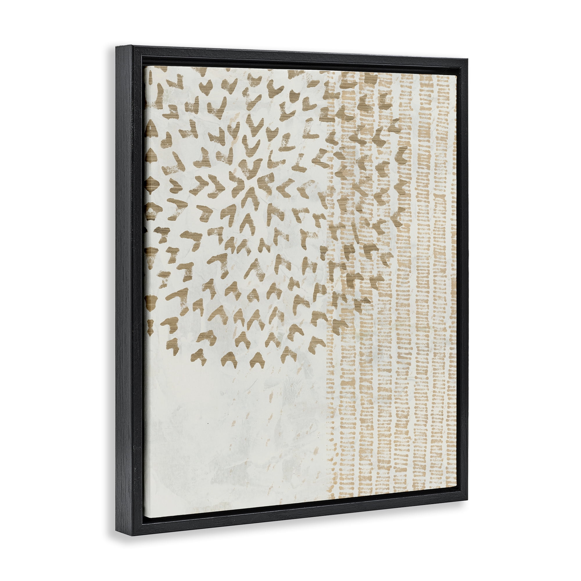 Stupell Industries Rustic Bohemian Patterns Abstract Painting Black Floater Framed Canvas Art Print Wall Art, 25 x 31