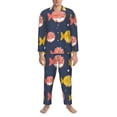 thumbnail image 3 of Sikiie Cute Puffer Fish Mens Pajama Set, Soft Warm Long Sleeve Sleepwear, Cozy Button-Down Pjs for Men-Medium, 3 of 7