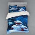 thumbnail image 1 of Christmas Duvet Cover Set, Snowman with Magic Wand and Fir Branches Covered with Snow Winter Night, Bedding Set with Shams and Fitted Sheet, 3 Sizes, by Ambesonne, 1 of 3