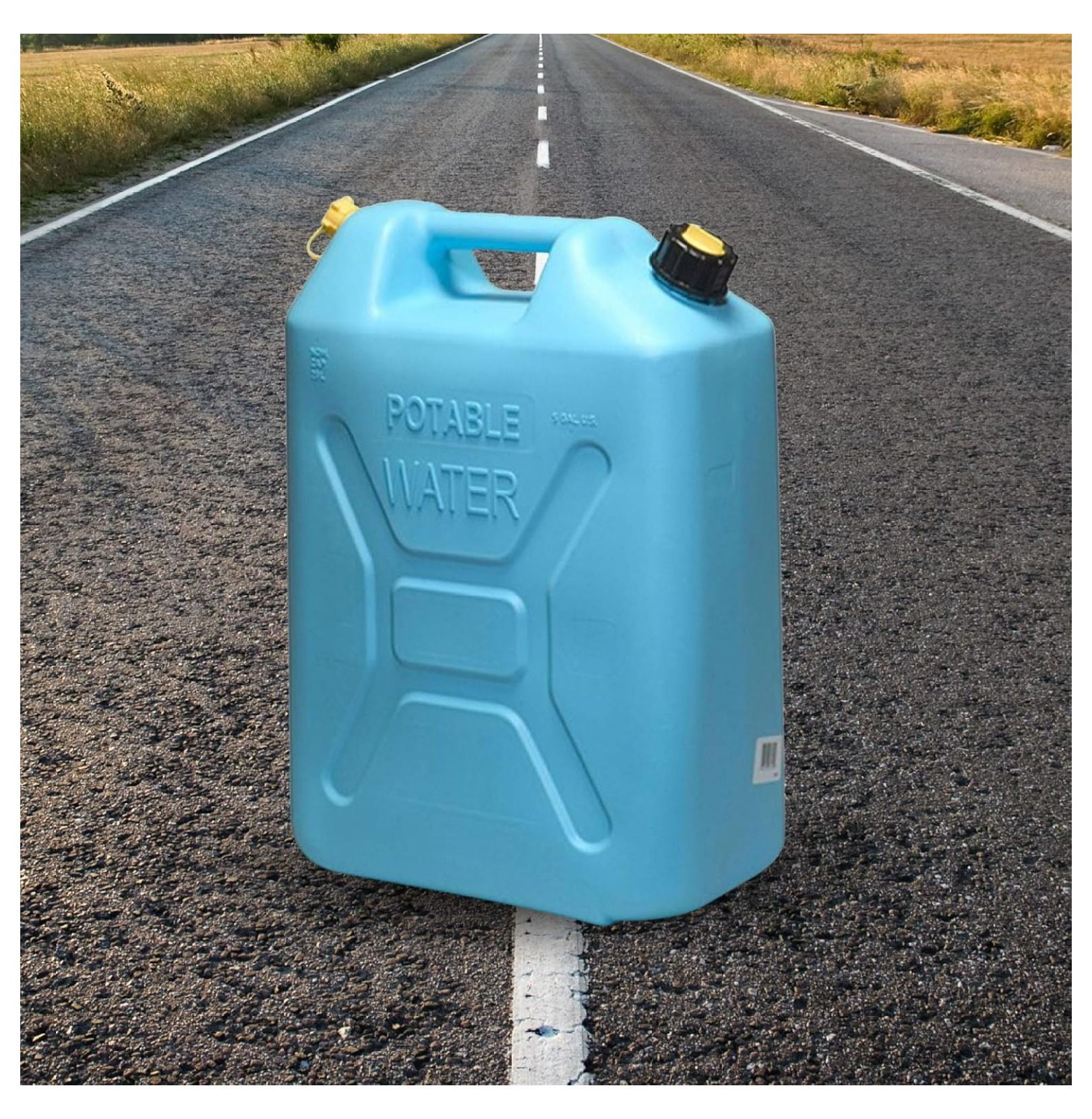 Portable Plastic Military Style Food Grade 5 Gal Water Jug Container with Reversible Spout for Camping & Emergency Storage, Blue 2 Pack