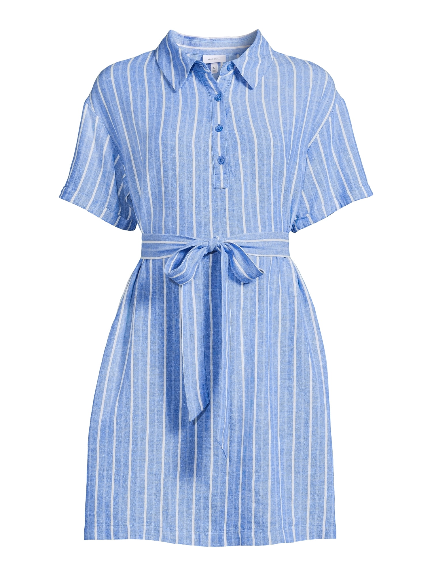 The Get Women's Short Sleeve Babydoll Mini Dress with Tie