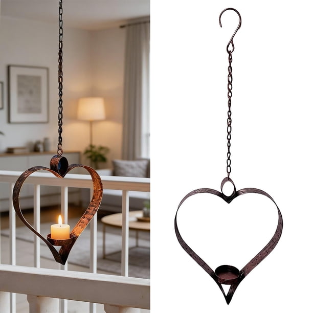 Candelabro en forma de corazón, soporte para velas, decoración del hogar, candelabro decorativo de estilo vintage, de metal para patio.