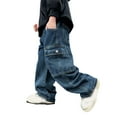 thumbnail image 3 of WEIYLL Boys Straight Leg Cargo Pants With Wide Legs Made Of Denim Pants for 15-16 Years, 3 of 8