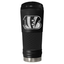 Cincinnati Bengals 24 ounce vacuum insulated stainless steel tumbler in black powder coat and laser etched team logo