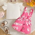 thumbnail image 5 of Baby Girls 2 Piece Summer Outfits Toddler Girl Clothe Flying Sleeve Tops Cute Cartoon Printed Romper & Overalls Shorts Casual Toddler Outfits 6 9 12 18 24 Months 2T 3T, 5 of 8