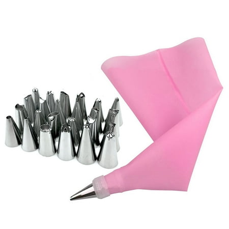 

MODERN HOMEZIE 26Pcs/Set Piping Tips Pastry Icing Bag Nozzles Tool Cake Baking Decor Kit Set pink 1 Pc