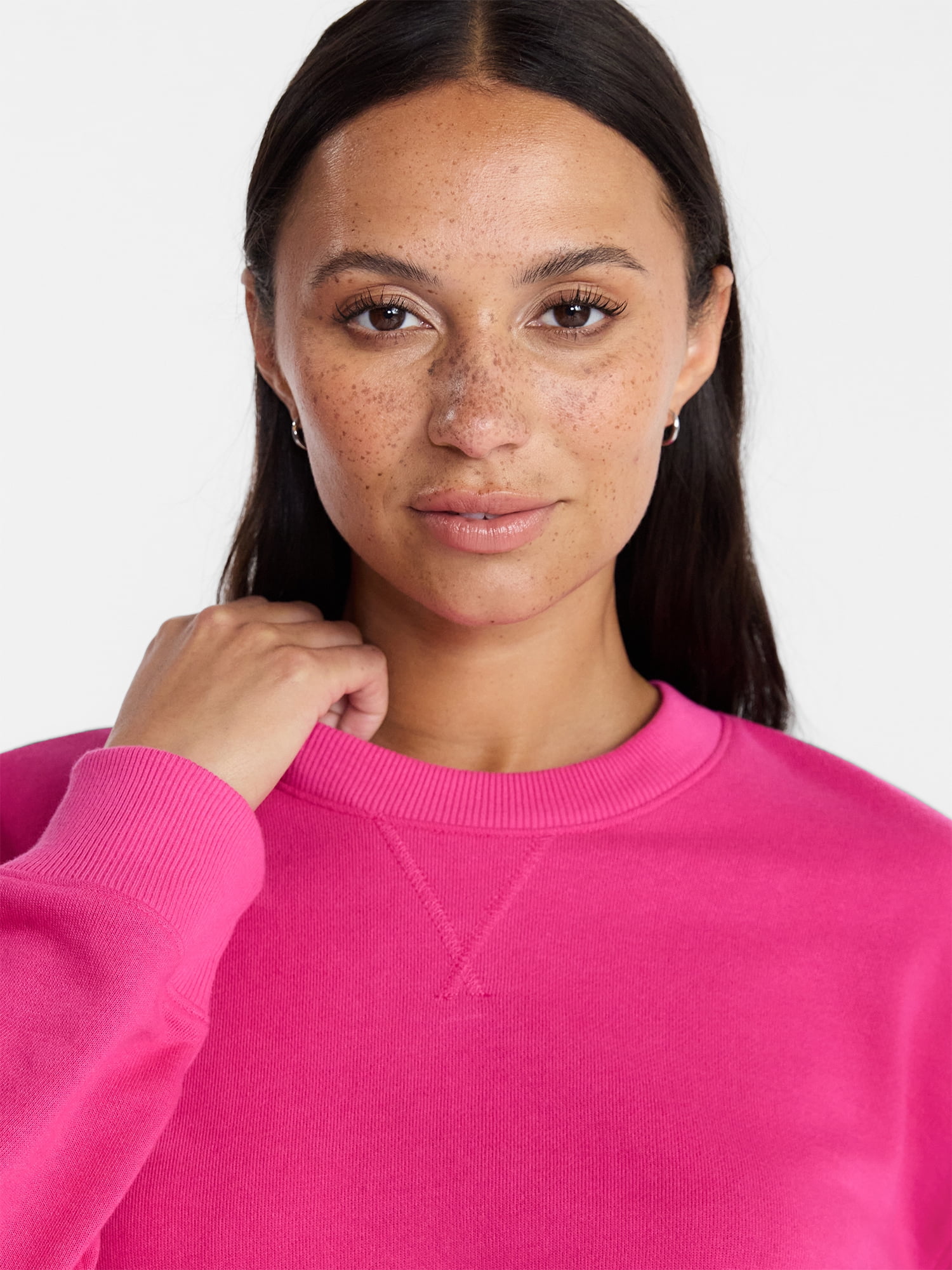 Time and Tru Women's and Women's Plus Crewneck Sweatshirt with Long Sleeves, Sizes XS-4X