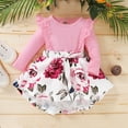 thumbnail image 3 of Newborn Baby Girls Dress 3 Months Girls Long Sleeve Dress Flower Print Newborn Girls Round Neck Floral Dress Pink, 3 of 9