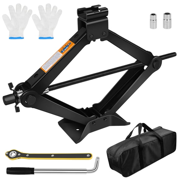 Scissor Jack Kit- 2.5 Ton Car Tire Jack Tool, Universal Emergency Kit with Lug Wrench, Portable Tire Changing Kit for Car, Truck, SUV