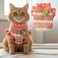 thumbnail image 5 of Cute Floral Cat Sweater, Winter Warm Knitted Pet Clothes with 3D Flowers 1 Pack, Cozy Colorful Stripes Pullover for Indoor Cats, Soft Holiday Outfit Size L, 5 of 6