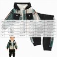 thumbnail image 4 of Zuwimk Boy Clothes Fall Winter Outfits Long Sleeve Plaid Patchwork Button Down Shirt + Casual Pocket Sweatpants(Green,18-24 Months), 4 of 9