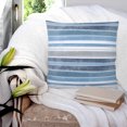 thumbnail image 4 of Blue Nordic Style Stripes Throw Pillow Covers, Soft Pillowcases with Invisible Zipper, Blue Gray Texture Decorative Square Pillow Cushion Covers for Living Room Couch Sofa Bed 24x24 Inches, 4 of 8