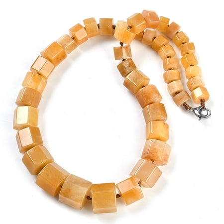 Natural Topaz Jade Hexagon Graduated Beaded Necklaces for Women Men 19.49 inch(49.5cm)