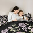 thumbnail image 4 of Homewish Baroque Damask Floral 7 Pieces Bedding Comforter Set,Rustic Flower Full Bedding Set,Pink Black Fitted Sheet Flat Sheet For Girl,Ultra Soft Bedroom Decoration Reversible, 4 of 8
