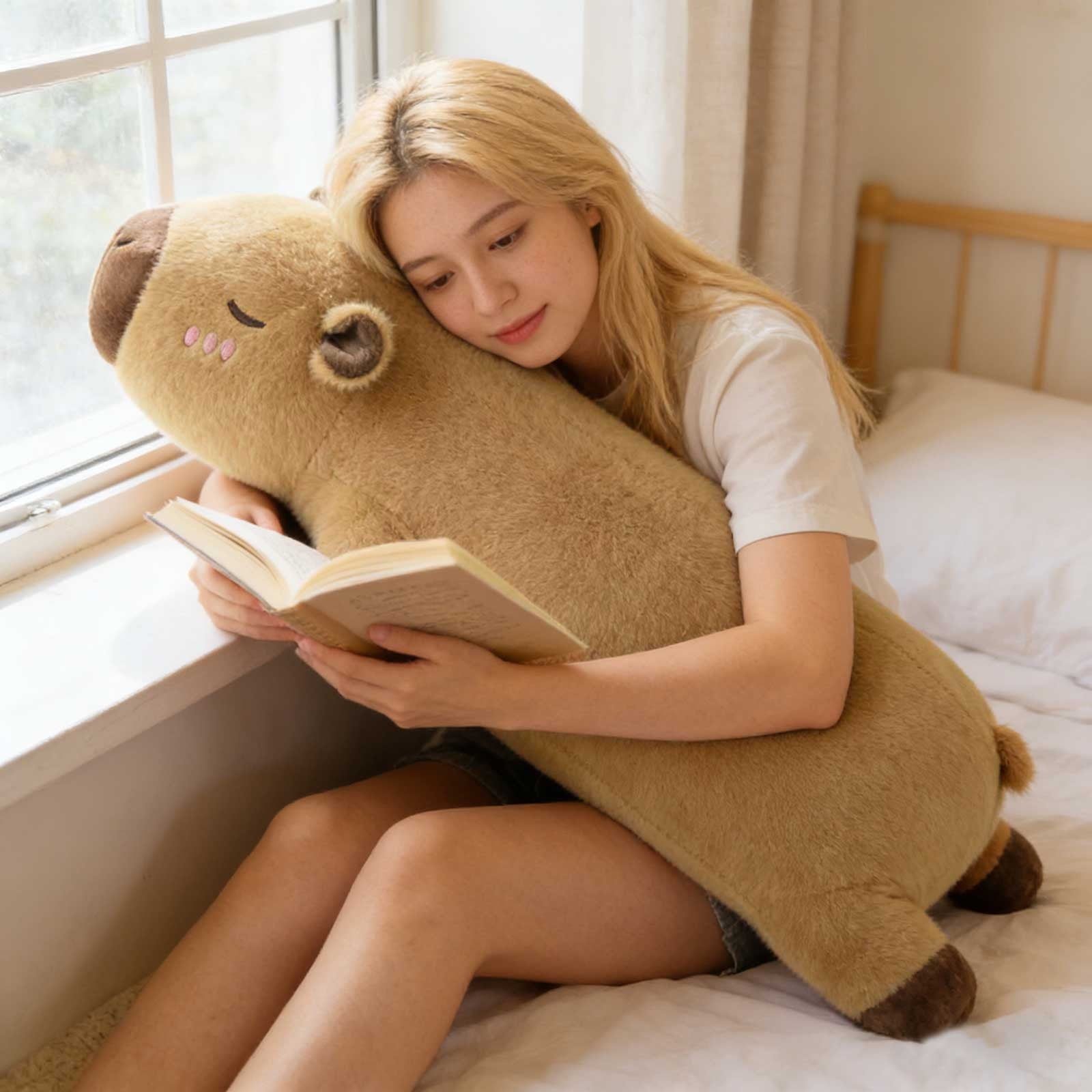 Weighted Capybara Plush, Weighted Capybara Stuffed Animal, Cute Plushies Soft Pillow Toy Gift for Kids Adults 26.7 Inch, 1.19 Lbs