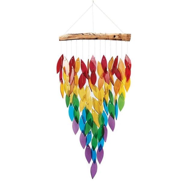 Carillón De Viento Arcoíris, Forma De Hoja De Arce, Carillón De Viento, Ruido Suave Para Decoración De Jardín Interior Y Exterior seitruly HA034966-00