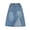 Blue, variant on LYMAYTER Teens Girls Denim Skirt Midi Knee Length High Waist Slit Front Washed Jean Skirt Elastic Waist 5-14Y