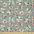thumbnail image 2 of Ambesonne Floral Fabric by the Yard Microfiber, Colorful Bindweeds Stars, 2 Yards, Pale Pink Grey and White, 2 of 2