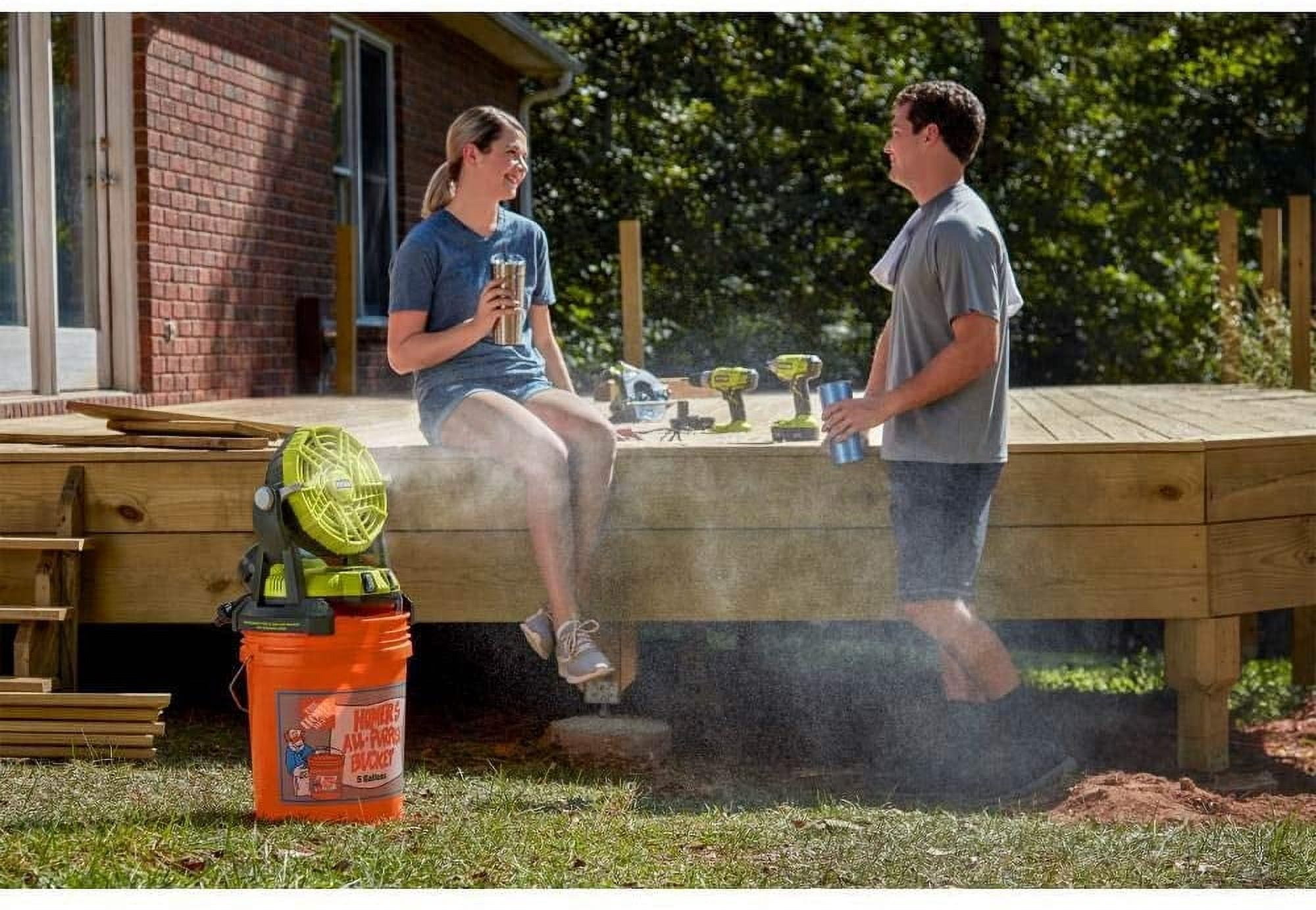 Ryobi ONE+ Misting Capability with 2 Brass Nozzlesl Misting Fan