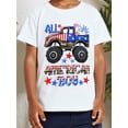 thumbnail image 3 of Cotton Short Sleeved Boy All American Boy Letter Print And American Flag Style Truck Pattern Print Comfortable Casual Round Neck T-shirt, 3 of 8