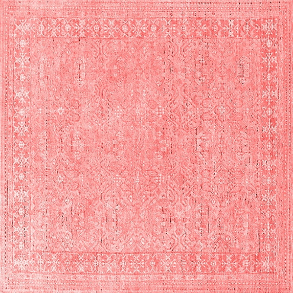 Ahgly Company Indoor Square Oriental Red Industrial Area Rugs, 4' Square
