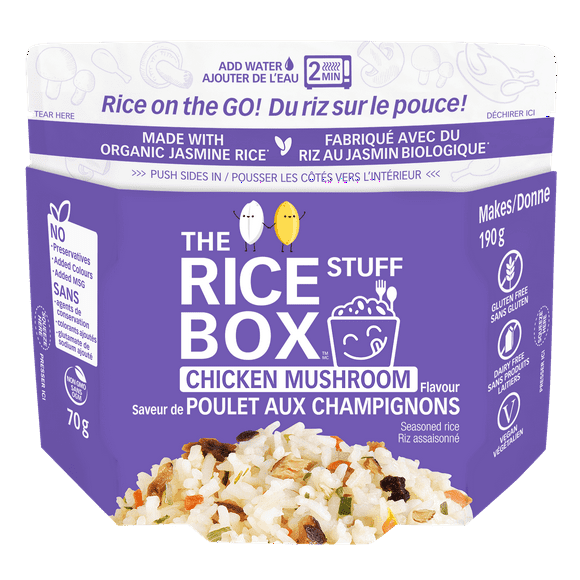 The Rice Stuff Box Chicken Mushroom, 70 grams makes 190 grams. Just Add Boiled Water!