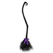 54" Halloween Witch Broomstick with 3 Colorful Ribbons - Wicked Witches Broom for , Party Decor, Halloween Props for Kids & Adults, Wizard Themed Layout Decorations