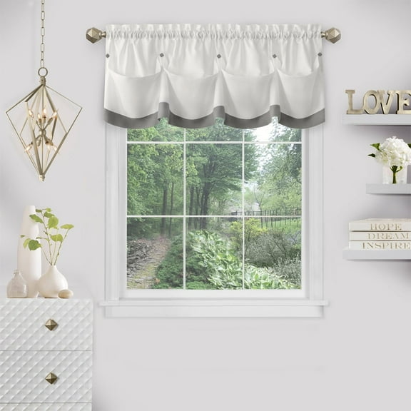 ACHIM-Lana Window Curtain Valance 58x14Grey