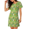 thumbnail image 2 of Haiem Cartoon Duck Print Women’s Short-sleeved Nightdress – Comfortable and Loose-Fit Sleepwear, Soft Cotton Sleep Shirt for Relaxing, Casual Nightdress, 2 of 6