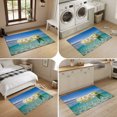 thumbnail image 5 of Entryway Rug 2'x3', Summer Ocean Kitchen Runner Rugs Non-Slip Carpet Mats, Tropical Floral Leaves Coastal Water Ripples Bedside Rugs Runners Washable Floor Carpet for Bathroom Laundry Room, 5 of 8
