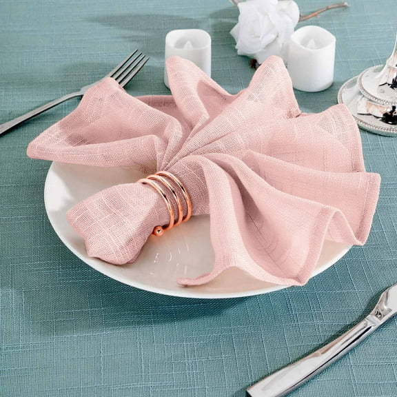 Efavormart 5 Pack BLUSH 20"x20" Premium Faux Linen Napkins Slubby Textured Wrinkle Free Napkins