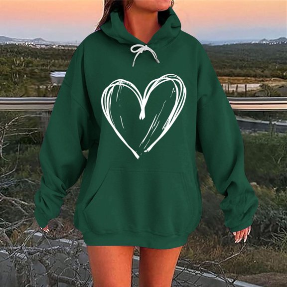 Guieoi Sweatshirts for Women Plus Size under $10.00 Women Fall Winter Casual Christmas Solid Round Neck Long Sleeve Pullover Blouse Sweatshirt Green