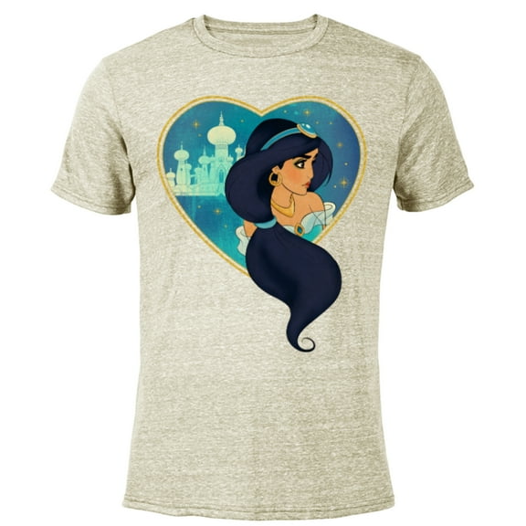 Disney Princess Jasmine Agrabah Heart - Short Sleeve Blended T-Shirt for Adults - Customized-Yellow