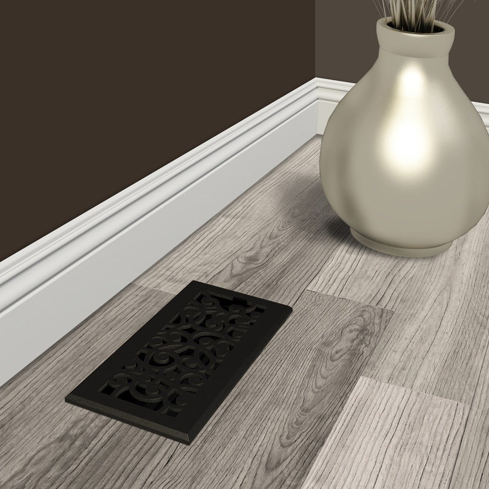 Imperial RG3375 Cast Iron Wonderland Design Louvered Floor Register - 4inch x 12inch Duct Opening