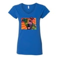 thumbnail image 2 of Cute Smiling Neon Pitbull Dog Breed Dog Lover Womenâ€™s Standard V-Neck Tee, Royal, Large, 2 of 3