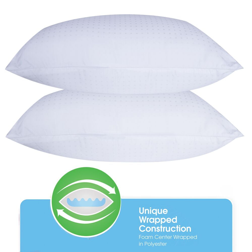 (2 pack) SertaPedic Won't Go Flat King Pillow, By Serta