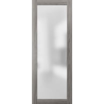 Slab Barn Door Panel Frosted Glass Lite | Planum 2102 Ginger Ash| Sturdy Finished Modern Doors | Pocket Closet Sliding -28" x 96"