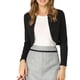 thumbnail image 5 of Cárdigan ligero de punto con cuello redondo y mangas largas para mujer, bolero recortado, 3XL, negro, 5 of 7