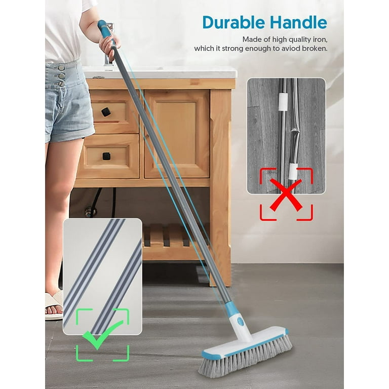 Dandat 6 Pack Deck Brush Floor Scrub Brush with Long Handle, 2 in 1 Floor  Tub Scrubber Bulk Grout Brush Bathroom Scrub Brush, Shower Cleaning Brush