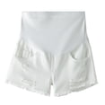 thumbnail image 6 of Juslio Womens White Summer Ripped Denim Maternity High Waist Shorts M, 6 of 7