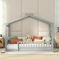 thumbnail image 6 of Bellemave Full Size House Floor Bed, Wooden Montessori Full Bed with Fence Railings and Support Slats, No Box Spring Needed (Gray), 6 of 7