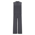 thumbnail image 6 of FRSASU Womens 2 Piece Fashion Temperament Outfits Solid High Neck Sleeveless Top Wide Leg Pant Lounge Sets Vacation Travel Outfits Gray XL(XL), 6 of 9