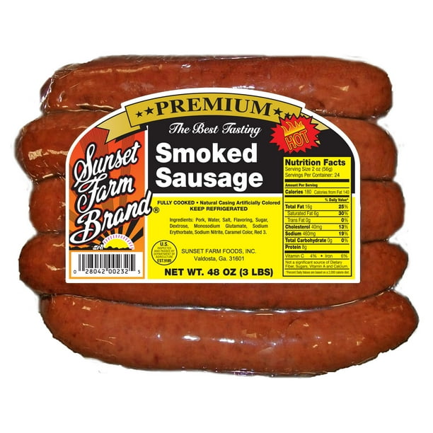 Sunset Farm Premium Hot Smoked Sausage 48 Oz Walmart Com Walmart Com